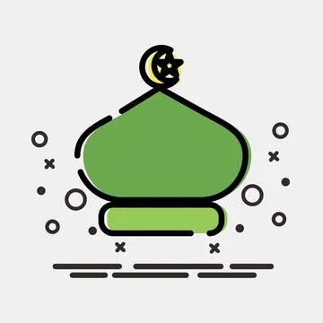 Icon mosque domes. Islamic elements of Ramadhan, Eid Al Fitr, Eid Al Adha. .. Stock Illustration