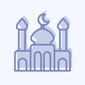 Icon Mosque. related to Eid Al Adha symbol. Two Tone Style. simple design e.. Illustrazione stock