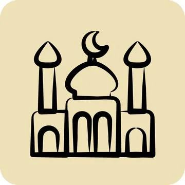 Icon Mosque. related to Eid Al Adha symbol. glyph style. simple design edit.. Illustrazione stock