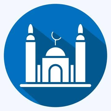 Icon Mosque. suitable for education symbol. long shadow style. simple design  Illustrazione stock