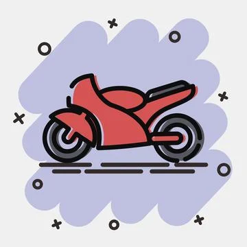 Icon motorcycle. Transportation elements. Icons in comic style. Good for pr.. Illustrazione stock