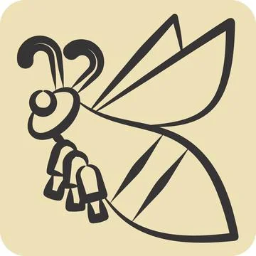 Icon Mountain Bee. related to Apiary symbol. hand drawn style. simple desig.. Ilustração Stock