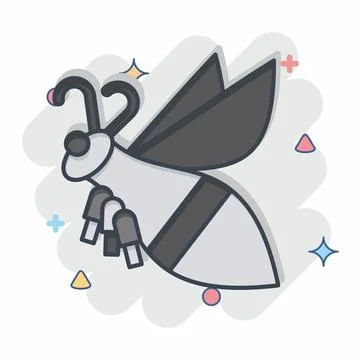 Icon Mountain Bee. related to Apiary symbol. comic style. simple design edi.. 스톡 일러스트