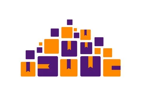 Icon mountains of colored boxes. Flat illustration Stock Illustration