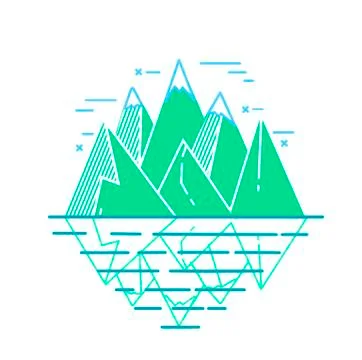 Icon of mountains in a linear Stock Illustration