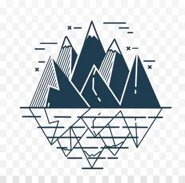 Icon of mountains in a linear Stock Illustration