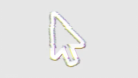Icon mouse pointer is distorted. Glitch. Noise, chromatic aberration, geometric Video stock 303745984