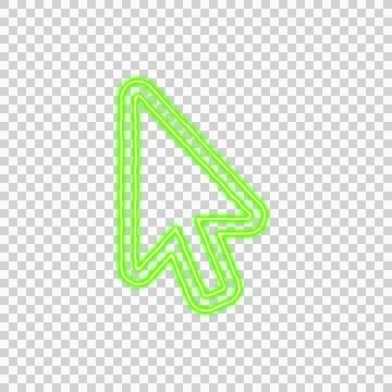 Icon mouse pointer from the flow of energy of green color. Shimmering neon Illustrazione stock