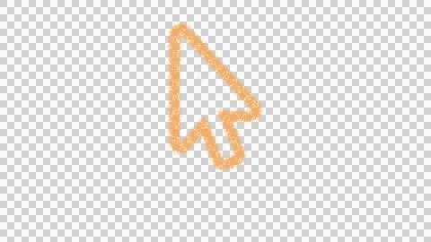 Icon mouse pointer is made of yellow grains of sand. Some grains of sand fall Illustrazione stock