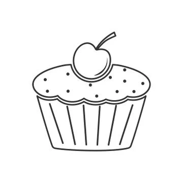 Icon muffin with cherries. Simple vector illustration for websites and apps, Stock Illustration