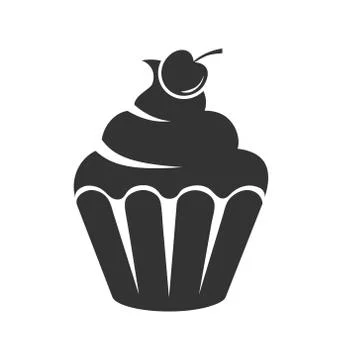 Icon muffin with cherries. Simple vector illustration for websites and apps Stock Illustration
