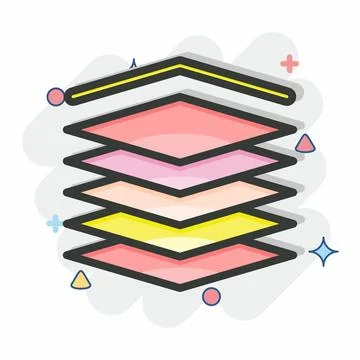 Icon Multilayers. related to Machine Learning symbol. Comic Style. simple d.. Stock Illustration