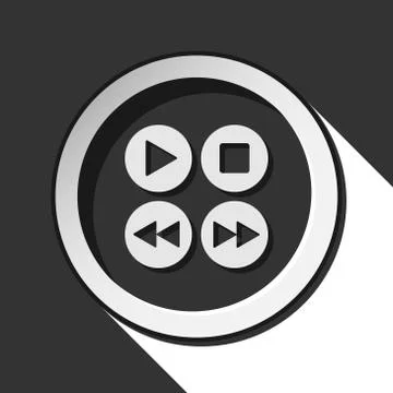 Icon - music control buttons with shadow Stock Illustration