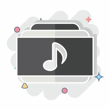 Icon Music Folder. related to Instruments symbol. comic style. design editabl 스톡 일러스트