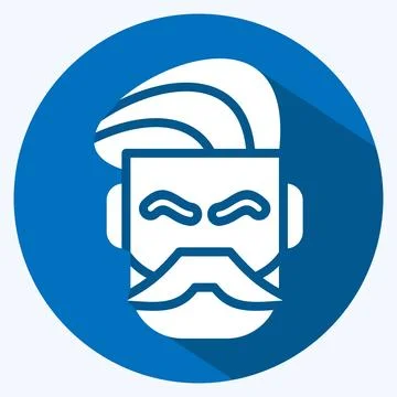 Icon Mustache And Beard. suitable for Barbershop symbol. long shadow style. s Stock Illustration