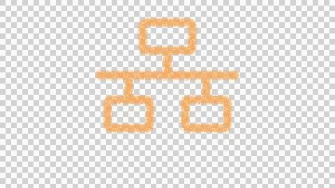 Icon network wired is made of yellow grains of sand. Some grains of sand fall Illustrazione stock