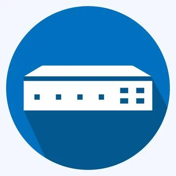 Icon Networking Switch - Long Shadow Style,Simple illustration,Editable strok Stock Illustration