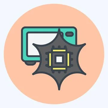 Icon Neural Engineering. suitable for data analytics symbol. color mate style 库存插图