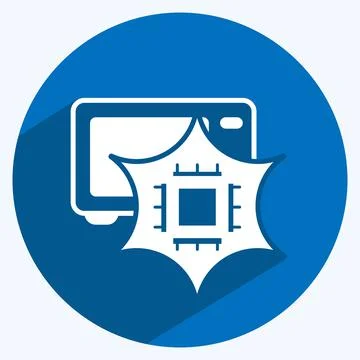 Icon Neural Engineering. suitable for data analytics symbol. long shadow styl 스톡 일러스트