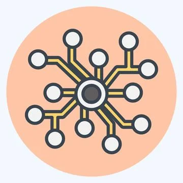 Icon Neural Network. related to Machine Learning symbol. color mate style. .. イラスト素材