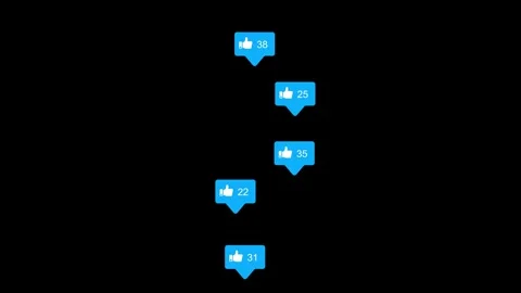 Like icon number increasing floating animation isolated on black background Stock Footage 321609785