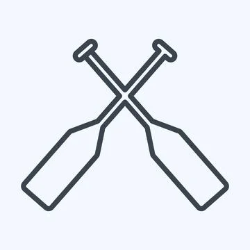 Icon Oars - Line Style - Simple illustration,Editable stroke Stock Illustration