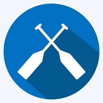 Icon Oars - Long Shadow Style - Simple illustration,Editable stroke Stock Illustration