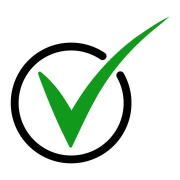 Icon ok checkmark, green tick, sign check mark box correct Stock Illustration