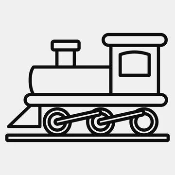 Icon old train. Transportation elements. Icons in line style. Good for prin.. Illustrazione stock
