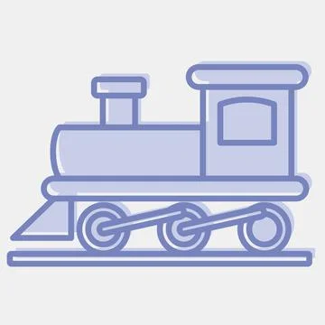 Icon old train. Transportation elements. Icons in two tone style. Good for .. Illustrazione stock