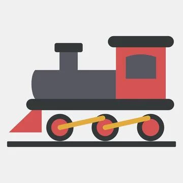 Icon old train. Transportation elements. Icons in flat style. Good for prin.. Illustrazione stock
