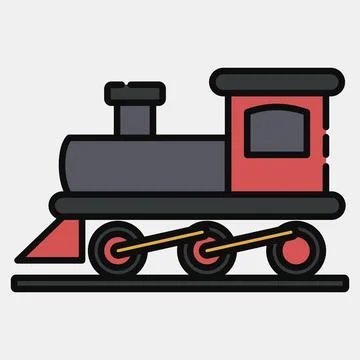 Icon old train. Transportation elements. Icons in filled line style. Good f.. Stock Illustration