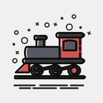 Icon old train. Transportation elements. Icons in MBE style. Good for print.. Stock Illustration