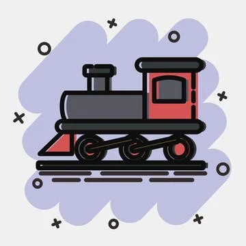 Icon old train. Transportation elements. Icons in comic style. Good for pri.. Illustrazione stock