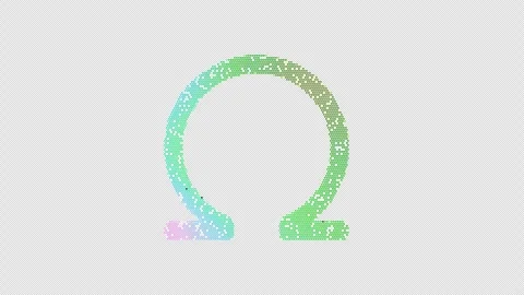 Icon omega is made up of LED square shapes that shimmer and flicker. There are Video stock 298152434