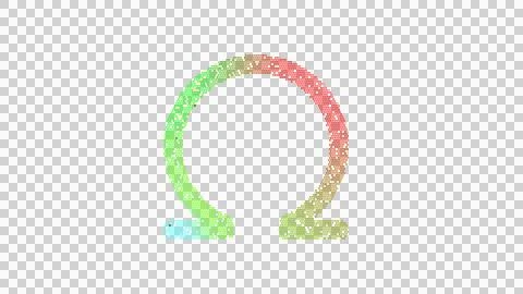 Icon omega is made up of LED square shapes. There are bright diodes and there Illustrazione stock