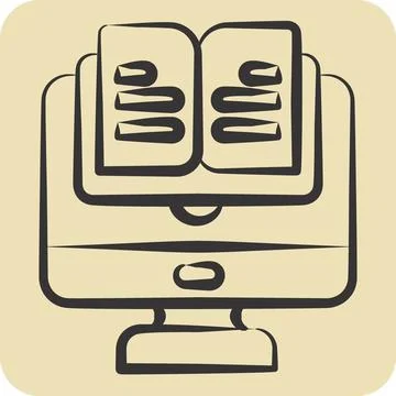 Icon Online Book. related to Learning symbol. hand drawn style. simple desi.. Illustrazione stock