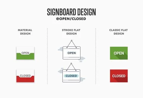 Icon is open and closed. Idea for a store sign. Vector illustration Stock Illustration