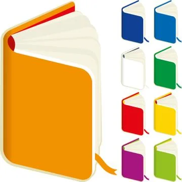 Icon of a open book in nine different colors. Stock Illustration