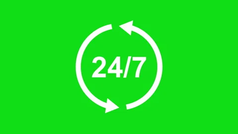 Icon or symbol, sign Open around the clock or 24 hours a day and 7 days a w.. Stock Footage 340112154