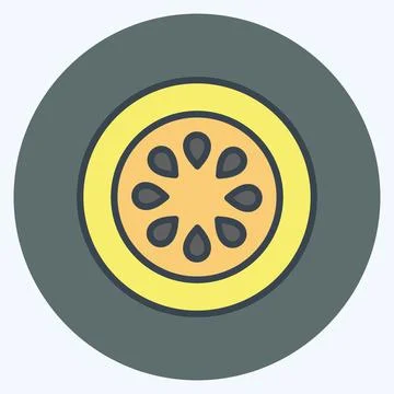 Icon Orange Slice. suitable for Spa symbol. color mate style. simple design e Stock Illustration