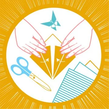 Icon  of origami children Stock Illustration
