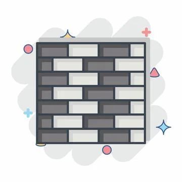 Icon Outer Wall. related to Building Material symbol. comic style. simple d.. Ilustración de archivo