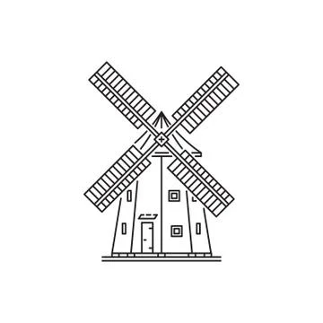 Icon outline style windmill Stock Illustration
