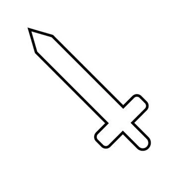 Icon Outline Sword isolated on white background. Weapon Icon. Vector. Stock Illustration