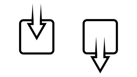 Icon output input, outline logo, arrow submit save data button Stock Illustration