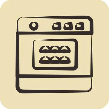 Icon Oven. suitable for Bakery symbol. hand drawn style. simple design edit.. Stockillustratie