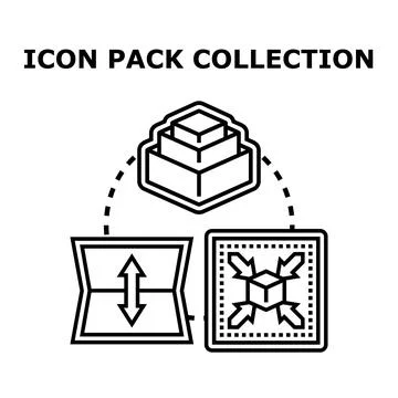 Icon pack collection with scalable user interface elements Stock Illustration