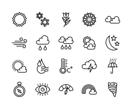 Icon pack of weather Stock Illustration