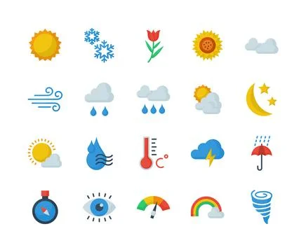 Icon pack of weather Stock Illustration